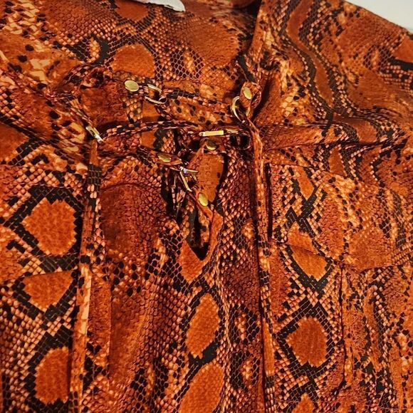 Michael kors michael michael kors xs top animal print snakeskin Orange silk - Picture 9 of 10